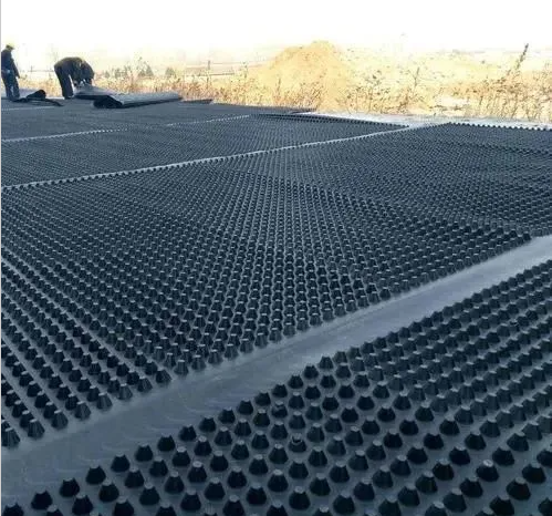 Tablero de lámina de drenaje de HDPE de plástico con hoyuelos de 10 mm para jardín en la azotea