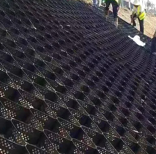 Geocelda de HDPE para la construcción de carreteras con muros de contención